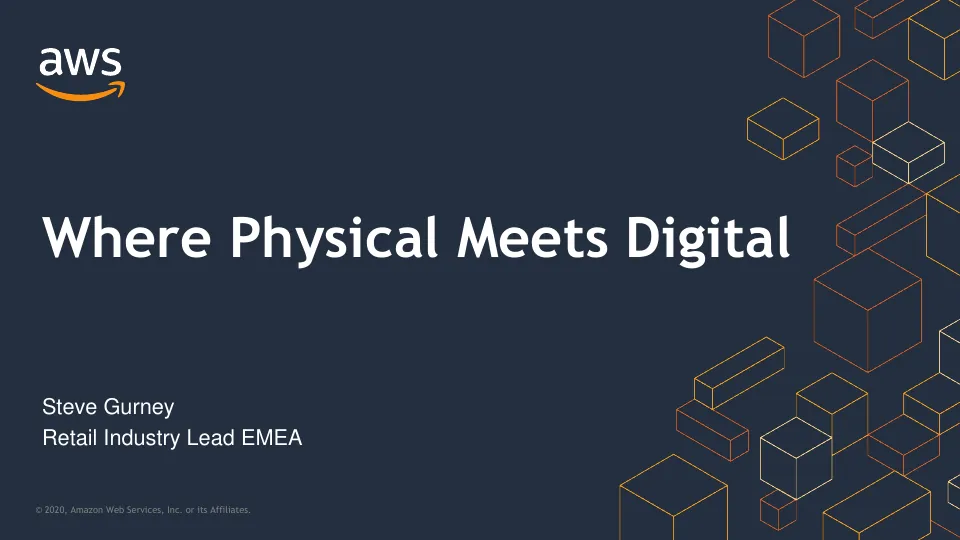 Cover of the AWS Retail Webinar Series deck "Where Physical Meets Digital"