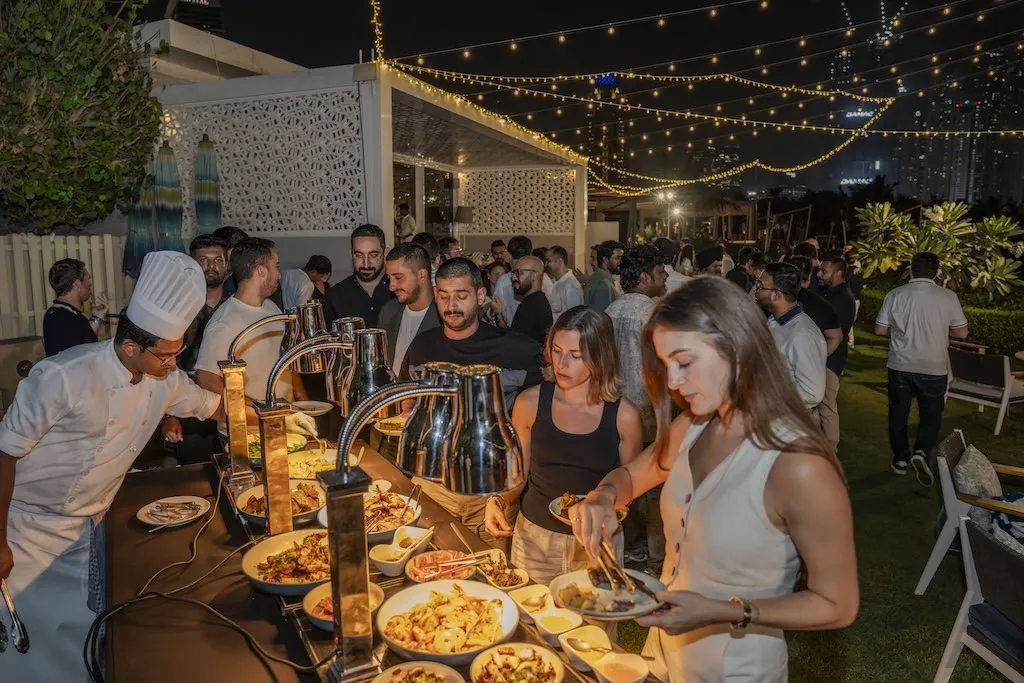 Guests at the BBQ buffet