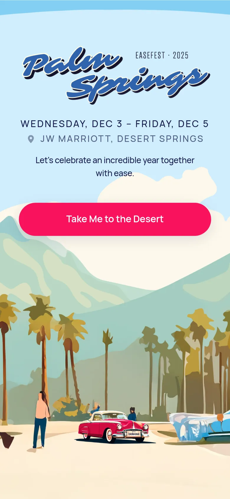 EaseFest Palm Springs 2025 event page on a phone