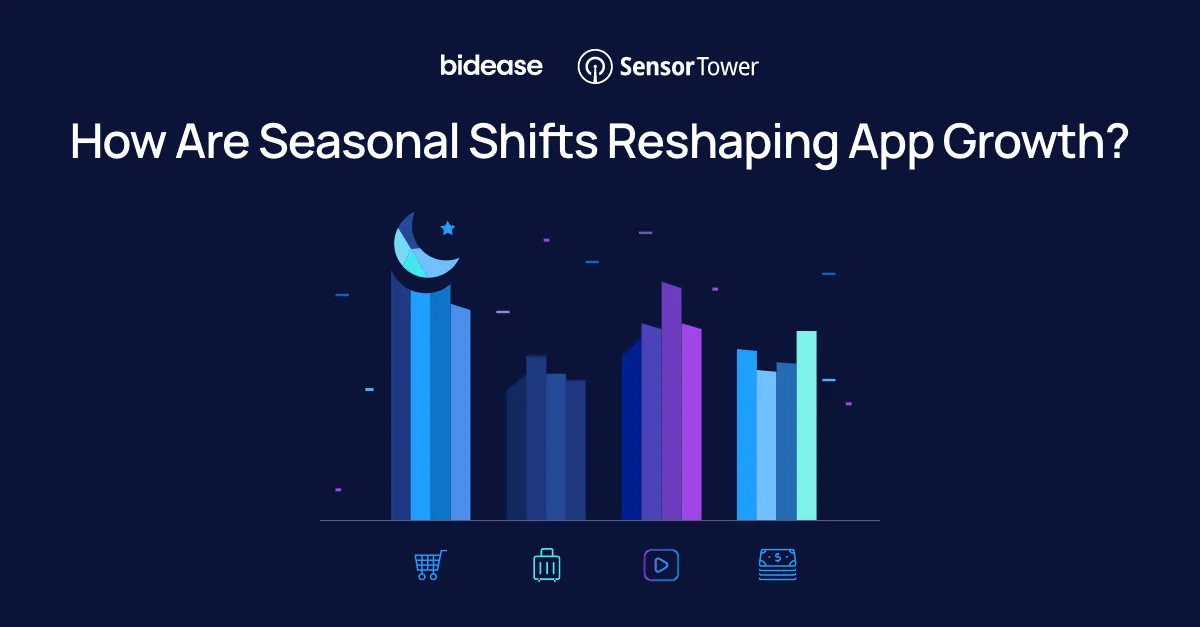 Bidease × Sensor Tower graphic: How Are Seasonal Shifts Reshaping App Growth?