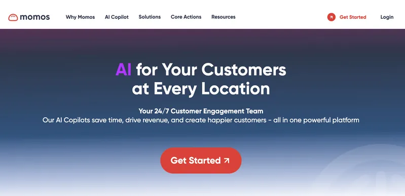 Momos website after the relaunch