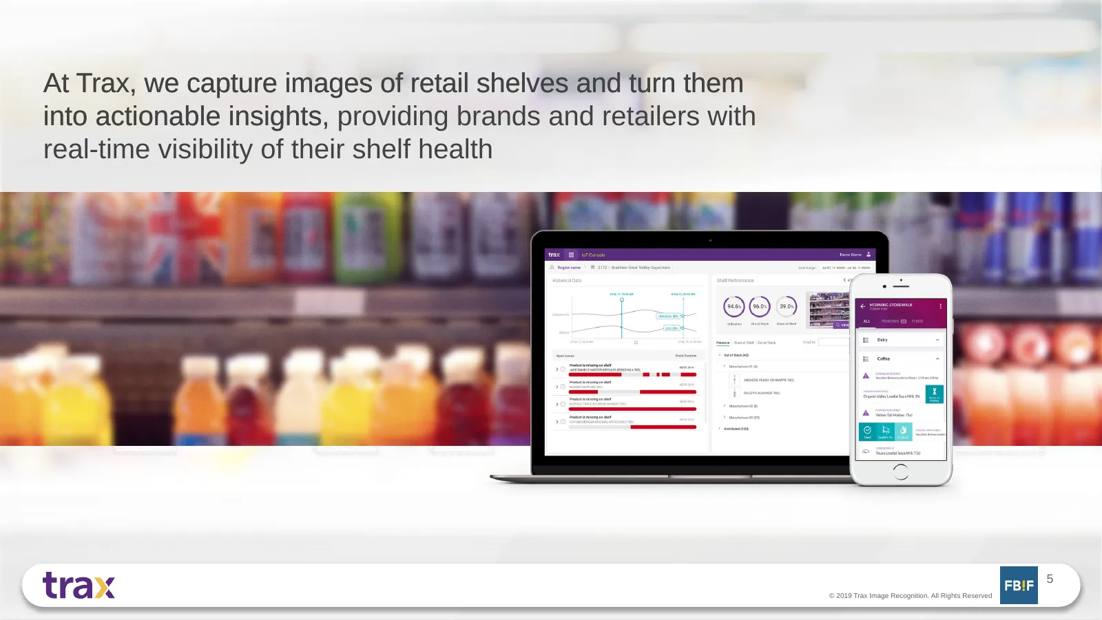 Slide: Trax turns shelf images into actionable insights